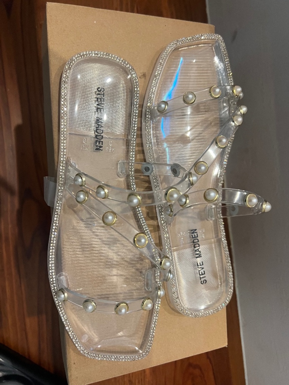 Steve Madden pearl embellished jelly sandal